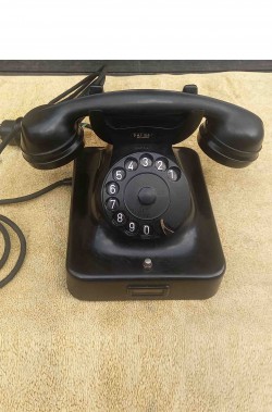 Telefono storico nero anni 30 40 a rotella
