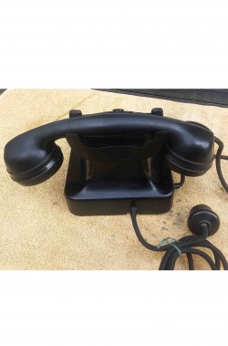 Telefono a ruota vintage antico nero storico di bachelite
