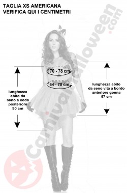 Misure del costume Halloween da donna taglia XS