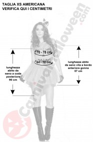 Misure del costume Halloween da donna taglia XS