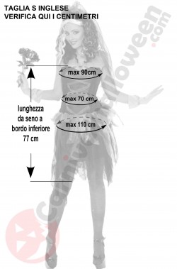 Misure costume Halloween taglia S sposa cadavere nera