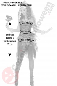 Misure costume Halloween taglia S sposa cadavere nera