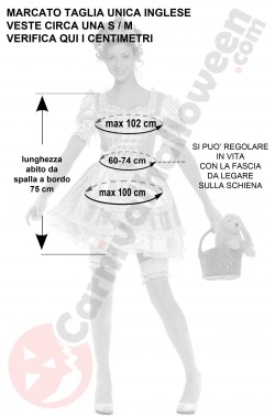 Misure del costume di carnevale taglia S M di Dorothy del Mago di Oz