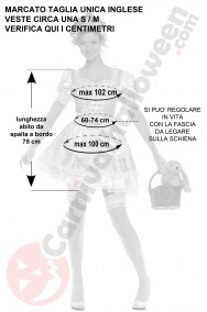 Misure del costume di carnevale taglia S M di Dorothy del Mago di Oz