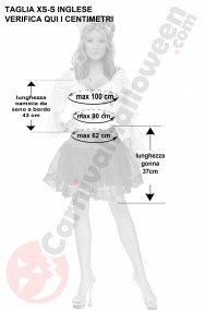 Misure del costume cosplay Hello Kitty taglia XS