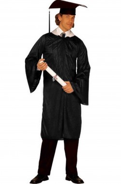 Costume da laureato toga nera e cappello tocco
