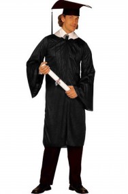 Costume da laureato toga nera e cappello tocco