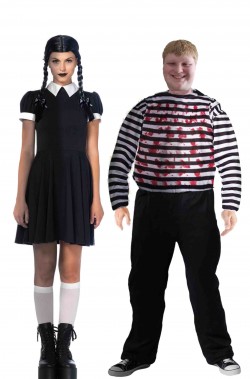 Coppia costumi Halloween Mercoledi e Pugsley