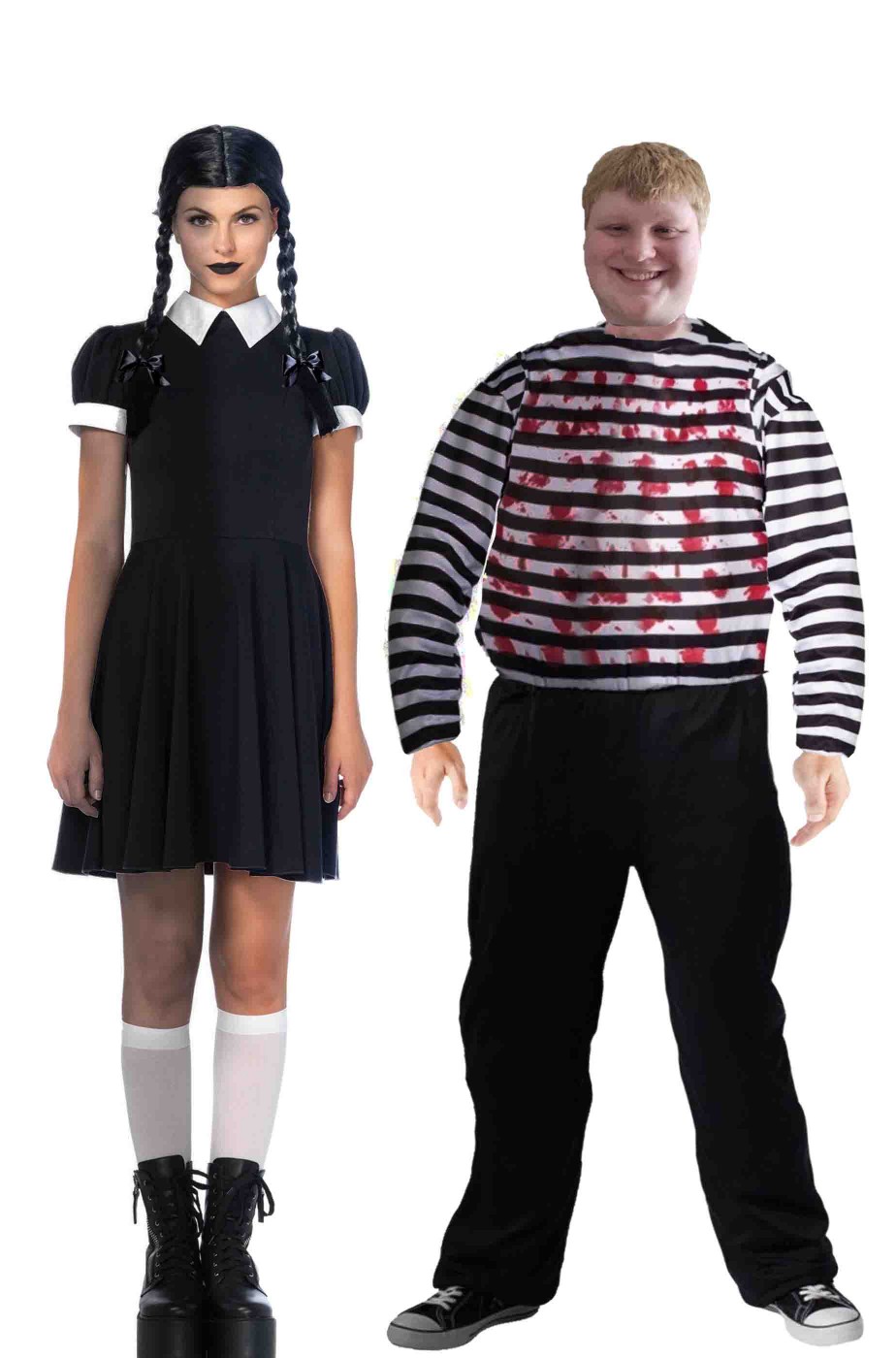 Coppia costumi Halloween Mercoledi e Pugsley Coppia costumi Halloween Mercoledi e Pugsley