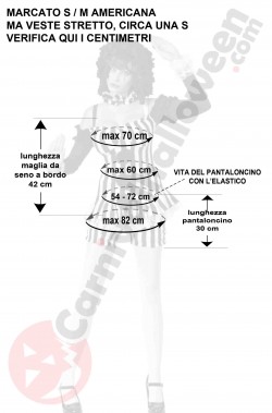 Misure del costume di Halloween taglia S da donna corto Mimo spaventoso