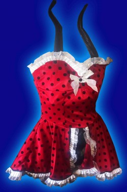 Vestito rosso a pois neri Lady Bug con pizzo