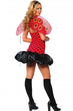 Vestito di carnevale donna sexy lady bug con gonna a palloncino