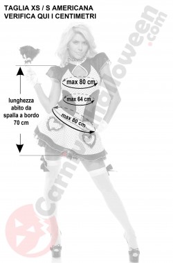 Misure costume da cameriera sexy bianca e nera XS S