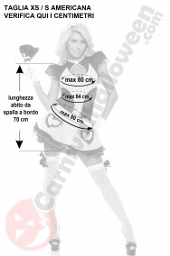 Misure costume da cameriera sexy bianca e nera XS S