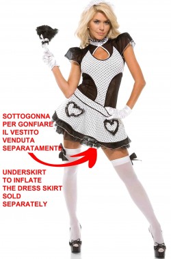 Vestito da cameriera con cuori sottogonna a parte