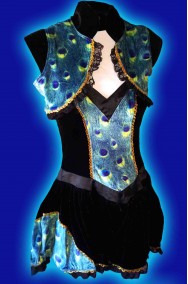 Vestito nero con colori del pavone da donna