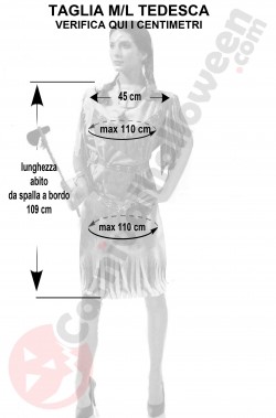 Misure vestito di carnevale da indiana taglia M L adulta