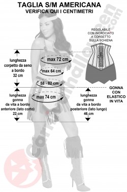 Misure costume da indiana pocahontas sexy taglia SM