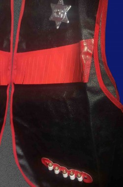 Primo piano del gilet per costume da cowboy western nero taglia XL