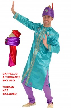 Vestito Bollywood indu' verde acqua con cappello