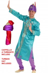 Vestito Bollywood indu' verde acqua con cappello