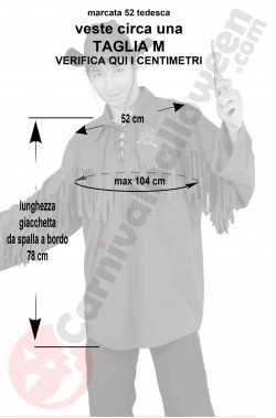 Misure giacca da cowboy con le frange taglia M