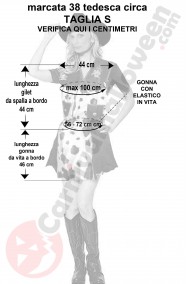 Misure costume cowgirl Calamity Jane pezzato taglia S