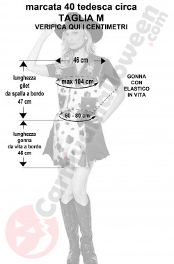 Misure costume cowgirl Calamity Jane pezzato taglia M