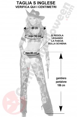 Misure costume da cowgirl rosa pezzato taglia S