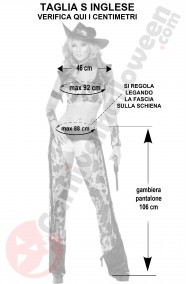 Misure costume da cowgirl rosa pezzato taglia S
