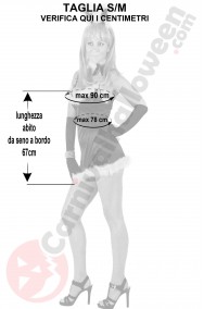Misure del costume da coniglietta di playboy taglia SM