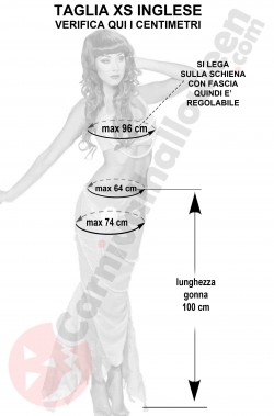 Misure del costume di Ariel La sirenetta taglia XS