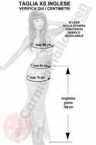 Misure del costume di Ariel La sirenetta taglia XS