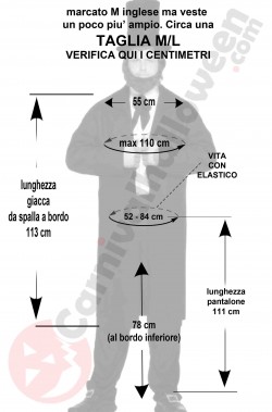 Misure del vestito di Abramo Lincoln taglia ML