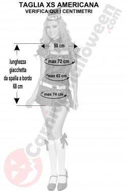 Misure del costume da soldatessa scozzese sexy taglia XS