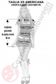 Misure del costume da soldatessa scozzese sexy taglia XS