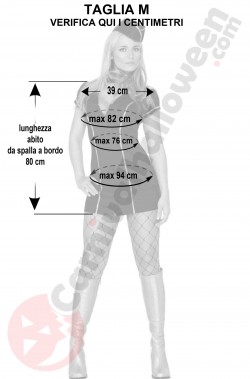 Misure del costume da hostess assistente di volo nera taglia M