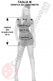 Misure del costume da hostess assistente di volo nera taglia M