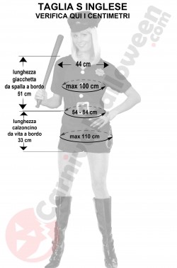 Misure del costume da poliziotta adulta taglia S