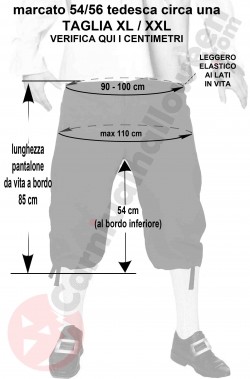 Misure pantaloni neri al ginocchio taglia XL