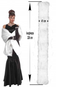 Sciarpa di pelliccia bianca lunga coprispalle