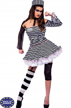 Costume da carcerata folle sexy con gonna