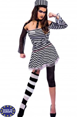 Costume da carcerata folle sexy con gonna