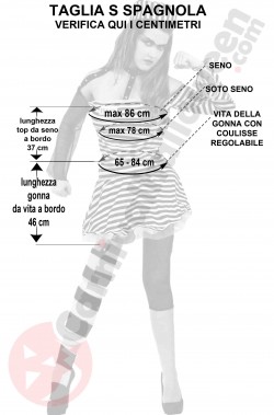 Misure costume carcerata folle sexy taglia S