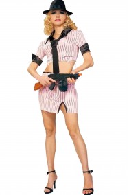 Vestito gangster donna gessato rosa sexy