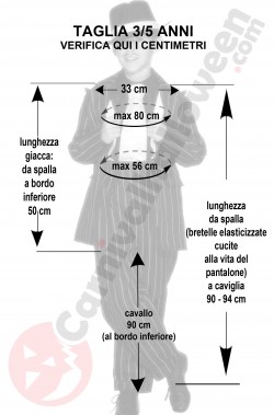 Misure del vestito di carnevale da bambino gangster per 3 5 anni
