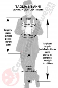 Misure del vestito di carnevale da bambino gangster per 6 8 anni