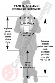Misure del vestito di carnevale da bambino gangster per 9 12 anni