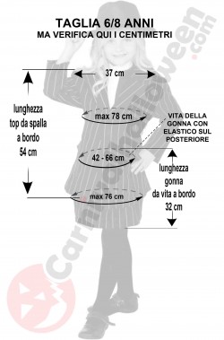 Misure costume carnevale bambina gangster elegante 6 8 anni
