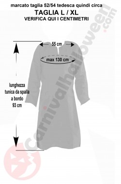 Misure tunica costume da arciere medievale robin hood taglia XL